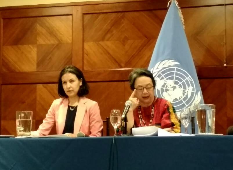 La Relatora Especial Victoria Tauli- Corpuz en rueda de prensa en Quito. Foto: Wambra